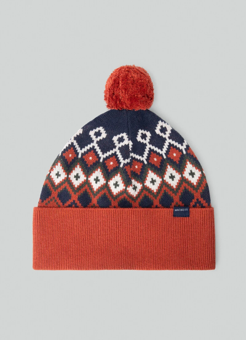 Hackett London FAIR ISLE DESIGN BEANIE