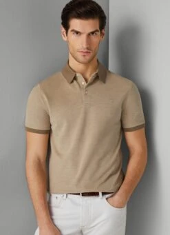 Hackett London SLIM FIT WOOL AND SILK PIQUE POLO