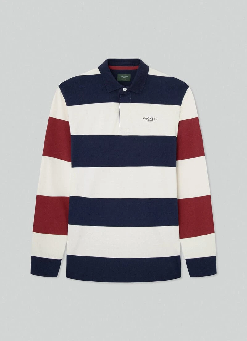 Hackett London HERITAGE CLASSIC FIT STRIPLE LONG SLEEVE POLO - Image 6
