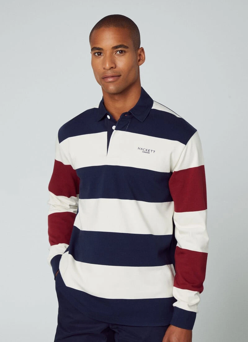 Hackett London HERITAGE CLASSIC FIT STRIPLE LONG SLEEVE POLO