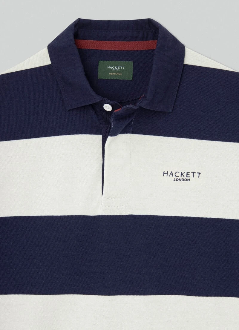 Hackett London HERITAGE CLASSIC FIT STRIPLE LONG SLEEVE POLO - Image 8