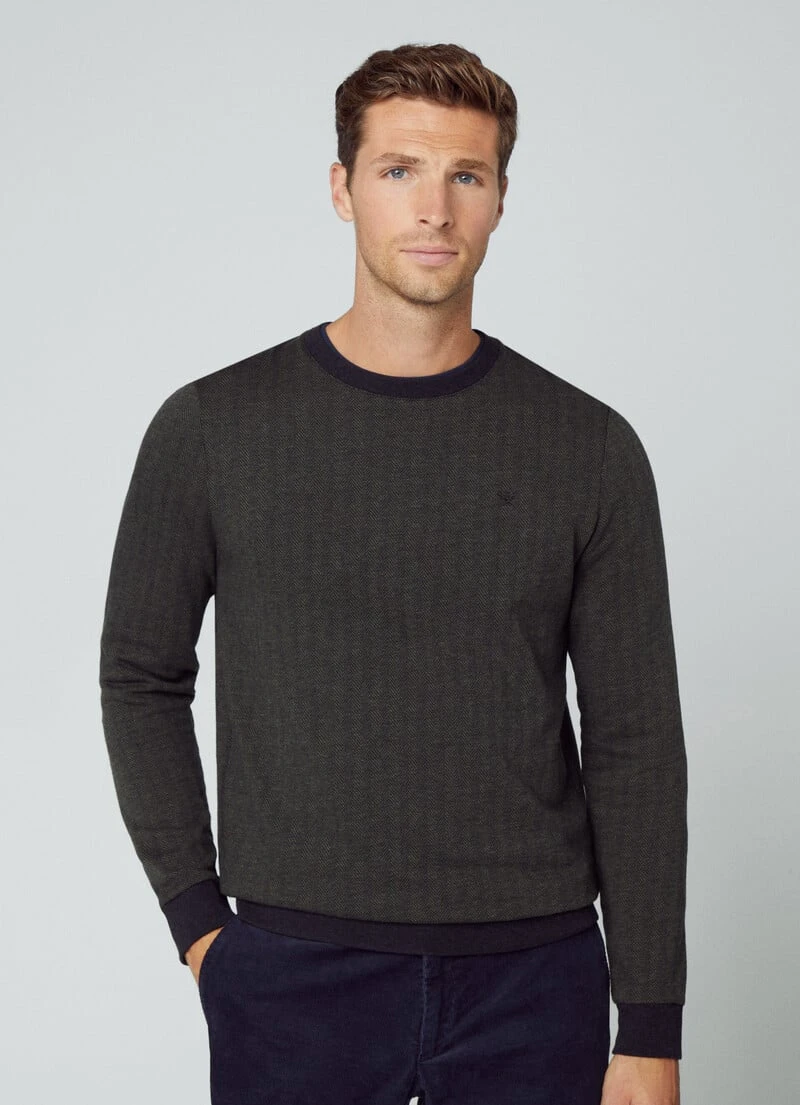 Hackett London CREW NECK HERRINGBONE JUMPER