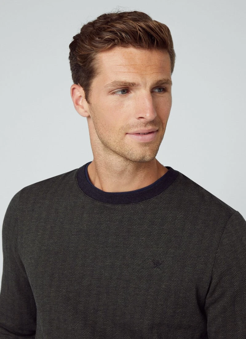Hackett London CREW NECK HERRINGBONE JUMPER - Image 2