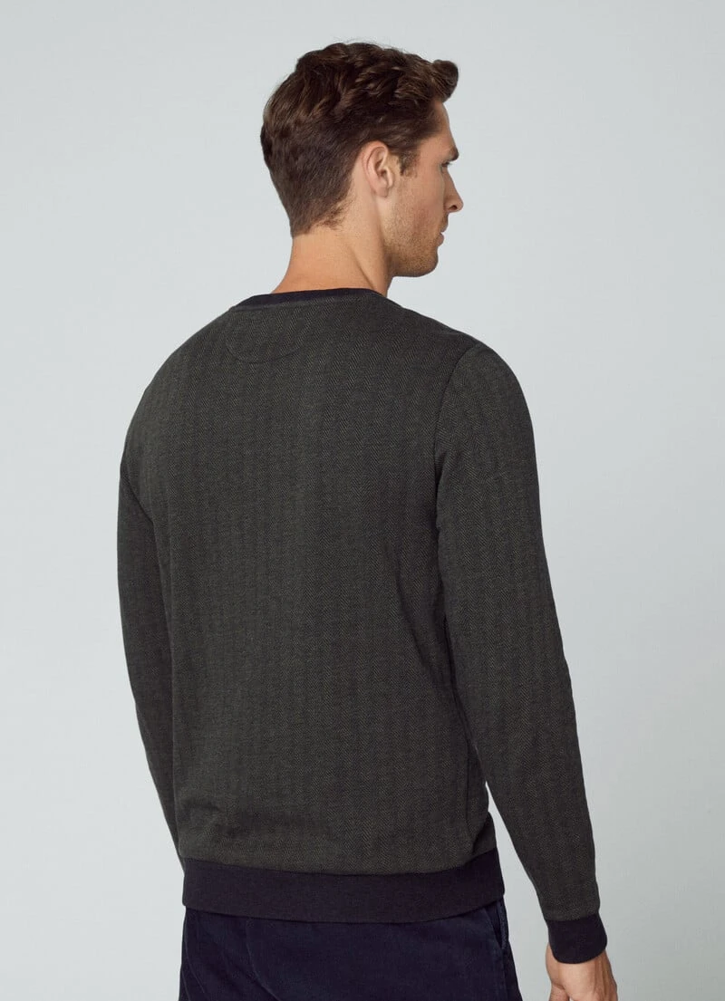 Hackett London CREW NECK HERRINGBONE JUMPER - Image 3