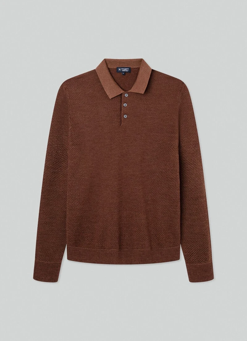 Hackett London MERINO WOOL KNIT POLO SHIRT - Image 5