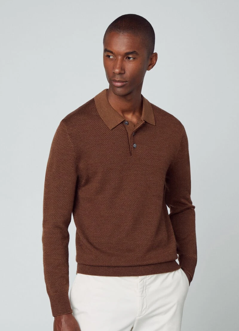 Hackett London MERINO WOOL KNIT POLO SHIRT