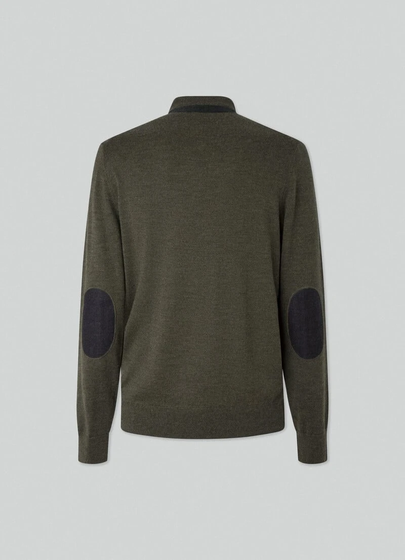 Hackett London HERRINGBONE TRIM MERINO WOOL JUMPER - Image 6