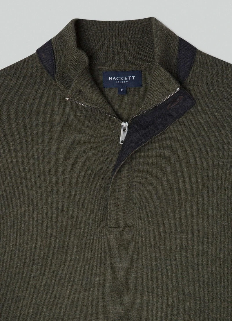 Hackett London HERRINGBONE TRIM MERINO WOOL JUMPER - Image 7