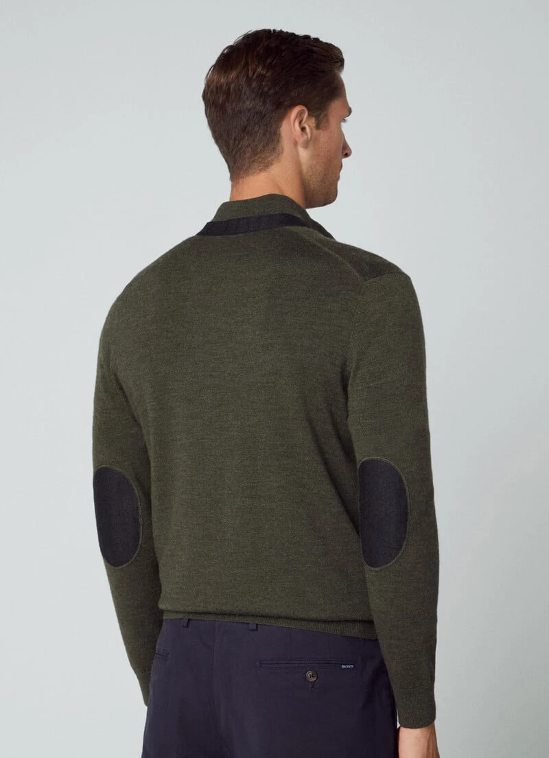 Hackett London HERRINGBONE TRIM MERINO WOOL JUMPER - Image 3