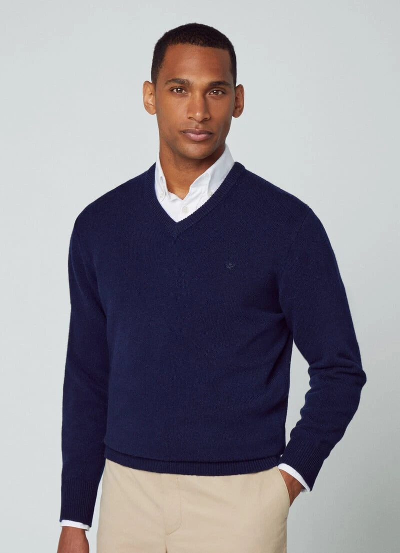 Hackett London V-NECK WOOL JUMPER